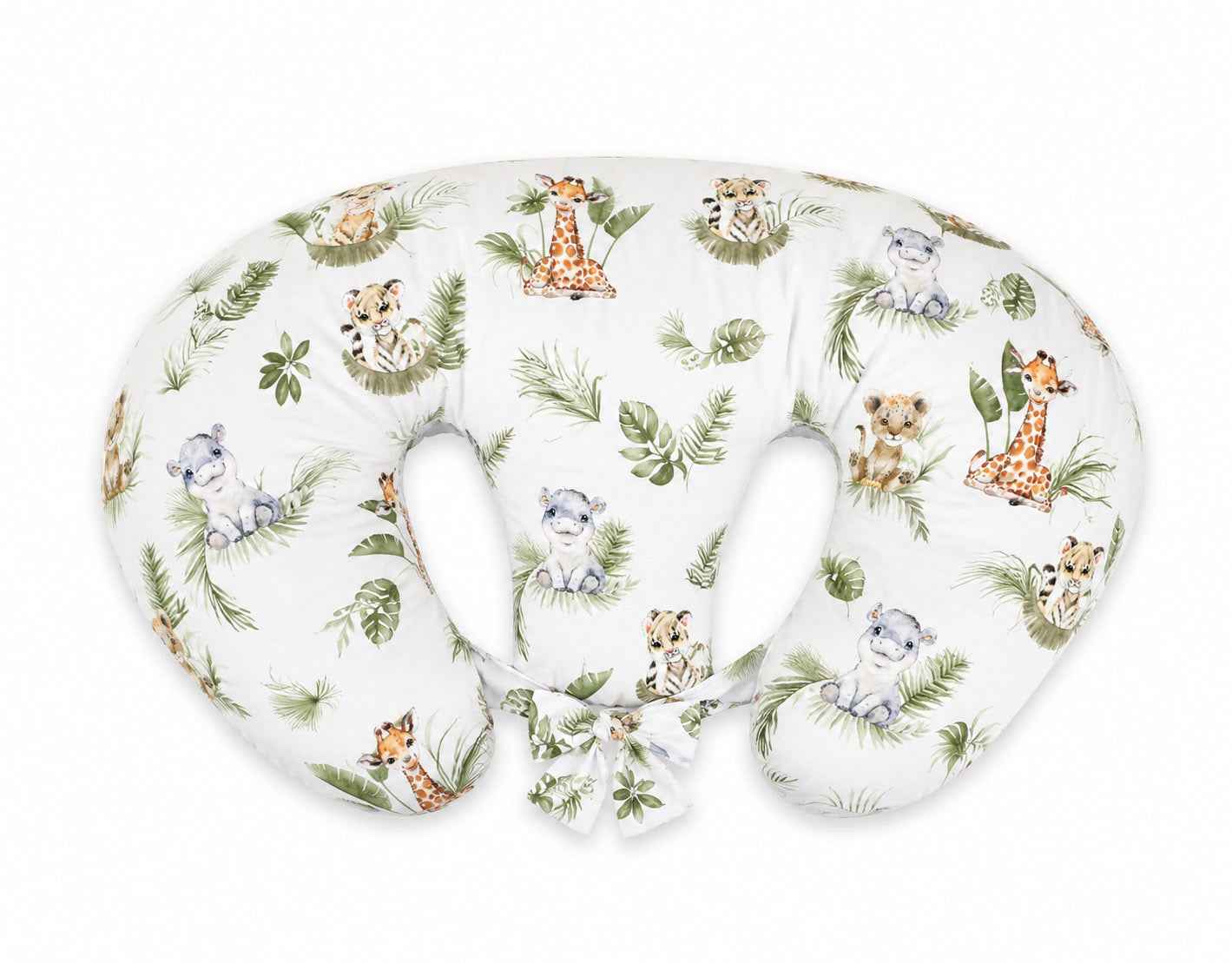 Twin nursing pillow, Breastfeeding Croissant Pillow, removable, Hands-Free Feeding- Little Safari