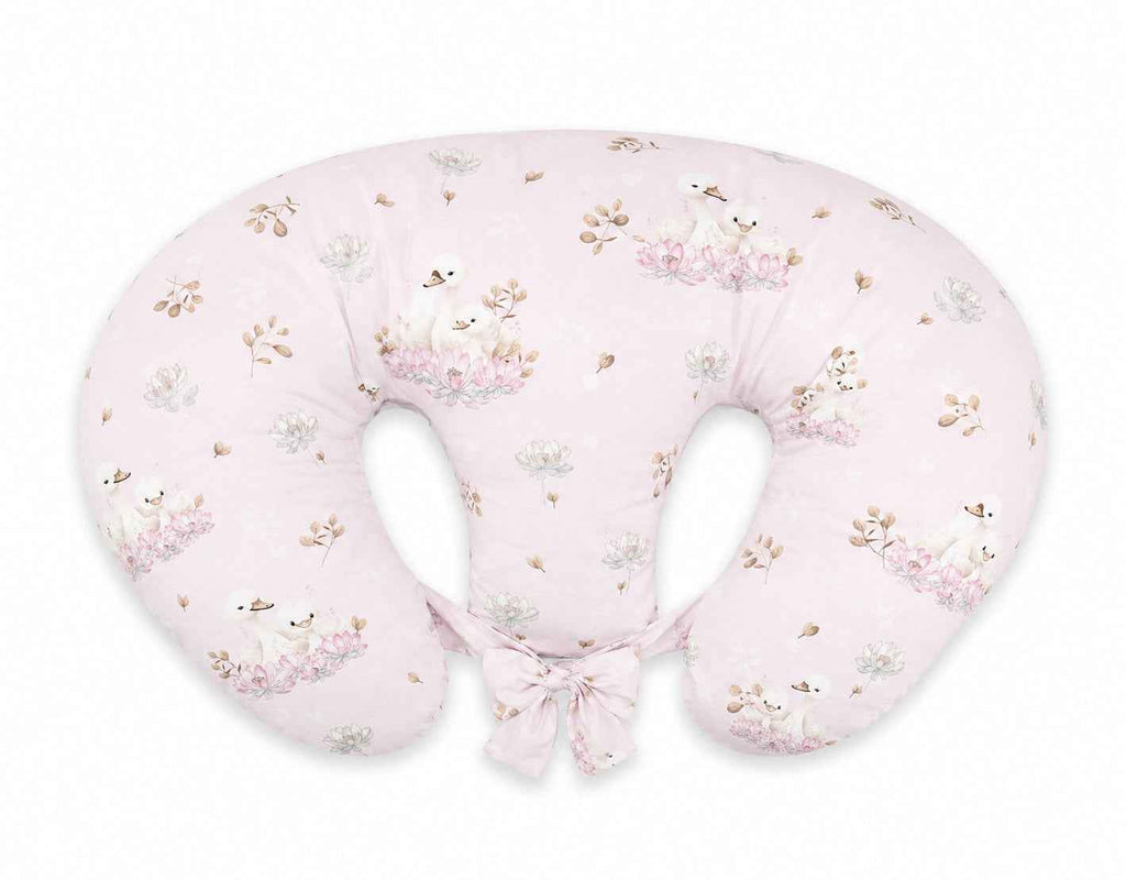 Twin nursing pillow, Breastfeeding Croissant Pillow, removable, Hands-Free Feeding- Little Swans