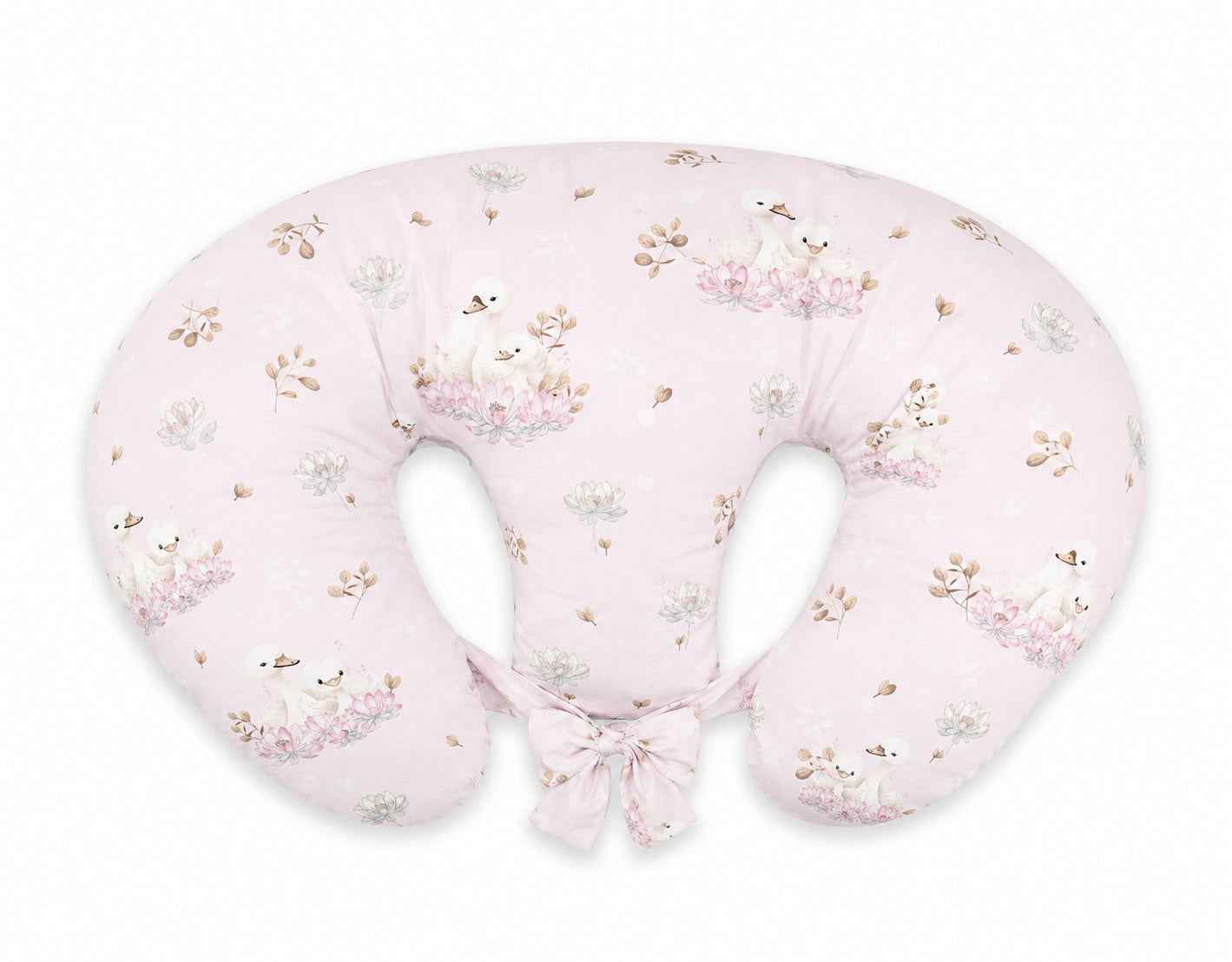 Twin nursing pillow, Breastfeeding Croissant Pillow, removable, Hands-Free Feeding- Little Swans
