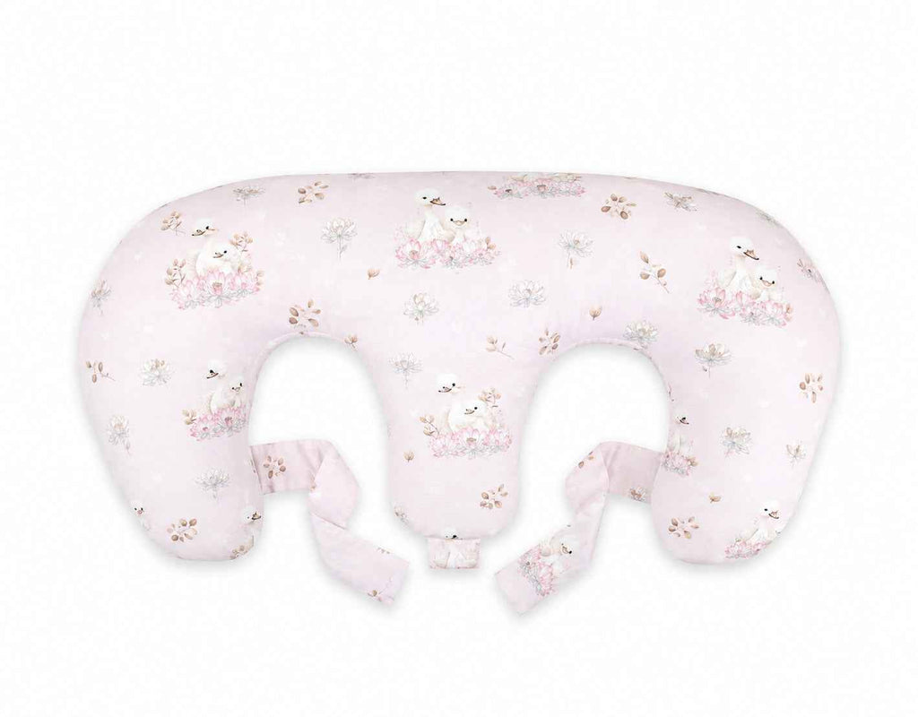Twin nursing pillow, Breastfeeding Croissant Pillow, removable, Hands-Free Feeding- Little Swans