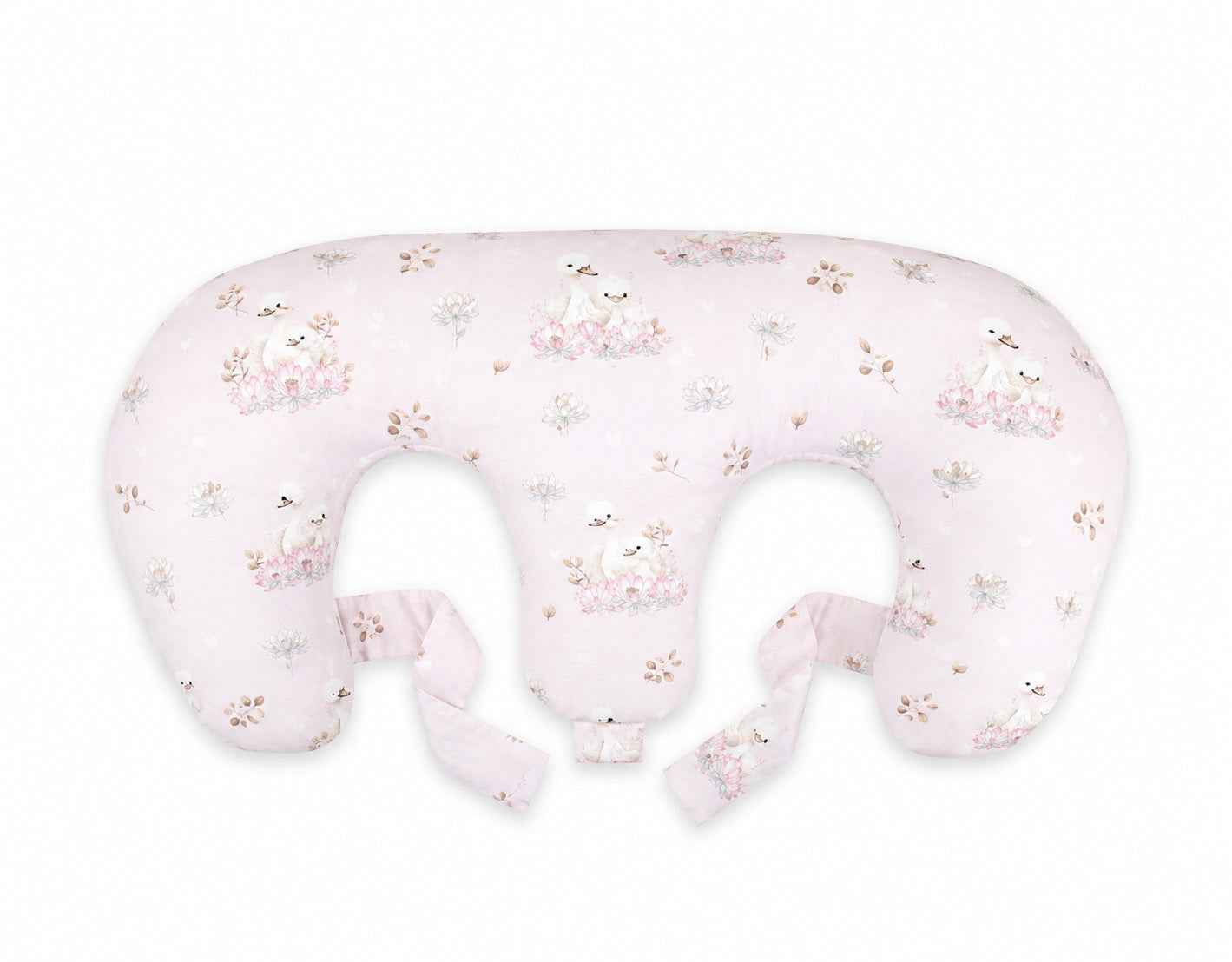 Twin nursing pillow, Breastfeeding Croissant Pillow, removable, Hands-Free Feeding- Little Swans