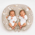 Twin nursing pillow, Breastfeeding Croissant Pillow, removable, Hands-Free Feeding- Twinkle Woodland