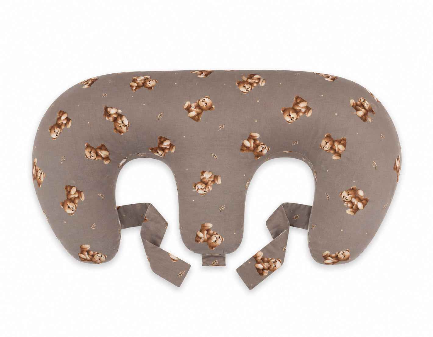 Twin nursing pillow, Breastfeeding Croissant Pillow, removable, Hands-Free Feeding- Toffee Teddy