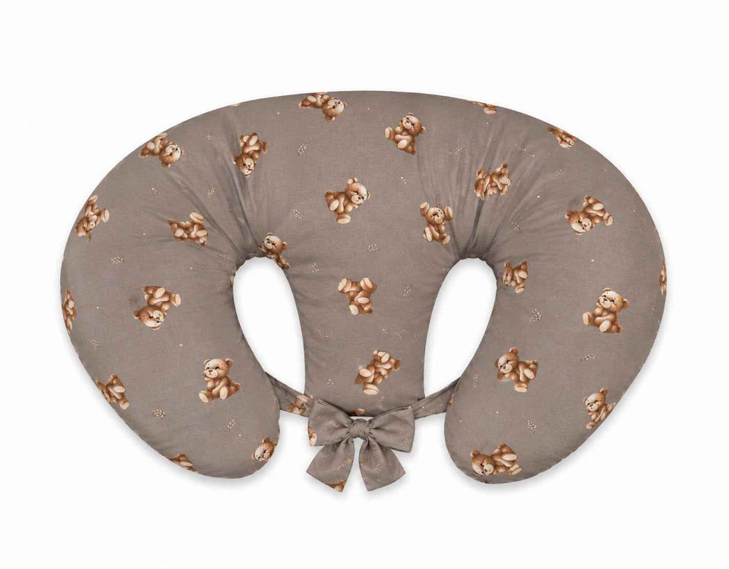 Twin nursing pillow, Breastfeeding Croissant Pillow, removable, Hands-Free Feeding- Toffee Teddy