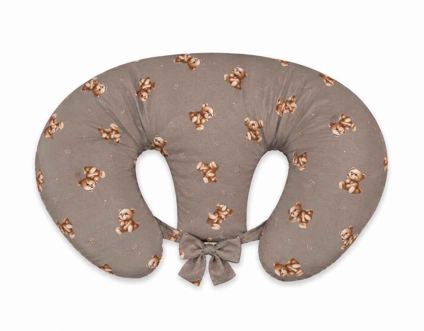Twin nursing pillow, Breastfeeding Croissant Pillow, removable, Hands-Free Feeding- Toffee Teddy