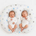 Replacement Cover for Bobono Twin Nursing Pillow – 100% Cotton - Grey-blue stars
