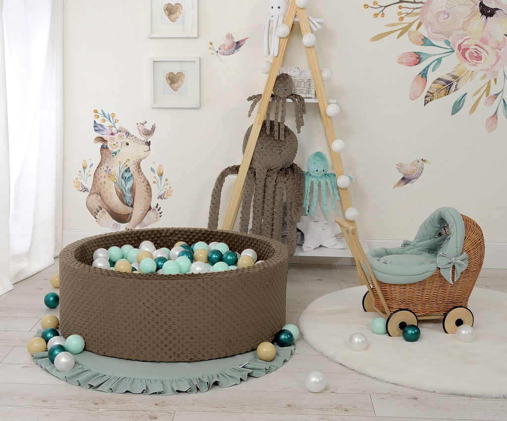 Ball-pit minky H-30 cm with balls 300pcs - chocolate