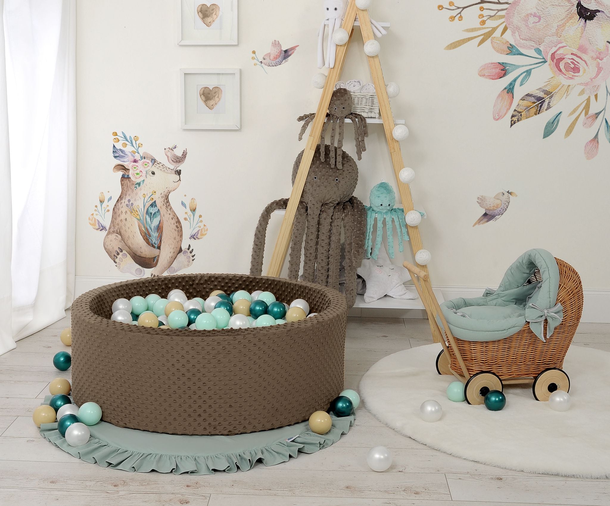 Ball-pit minky H-30 cm with balls 300pcs - chocolate