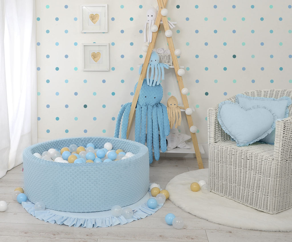 Ball-pit minky H-30 cm with balls 200pcs- misty blue