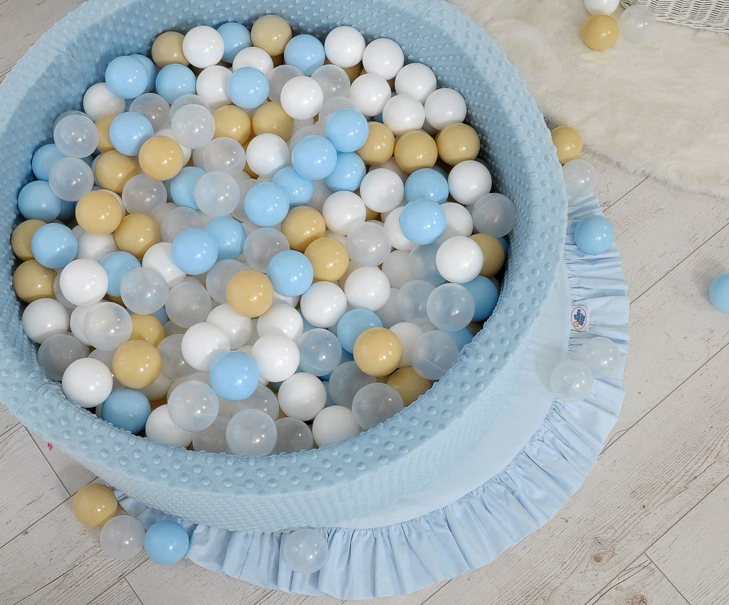 Ball-pit minky H-30 cm with balls 200pcs- misty blue
