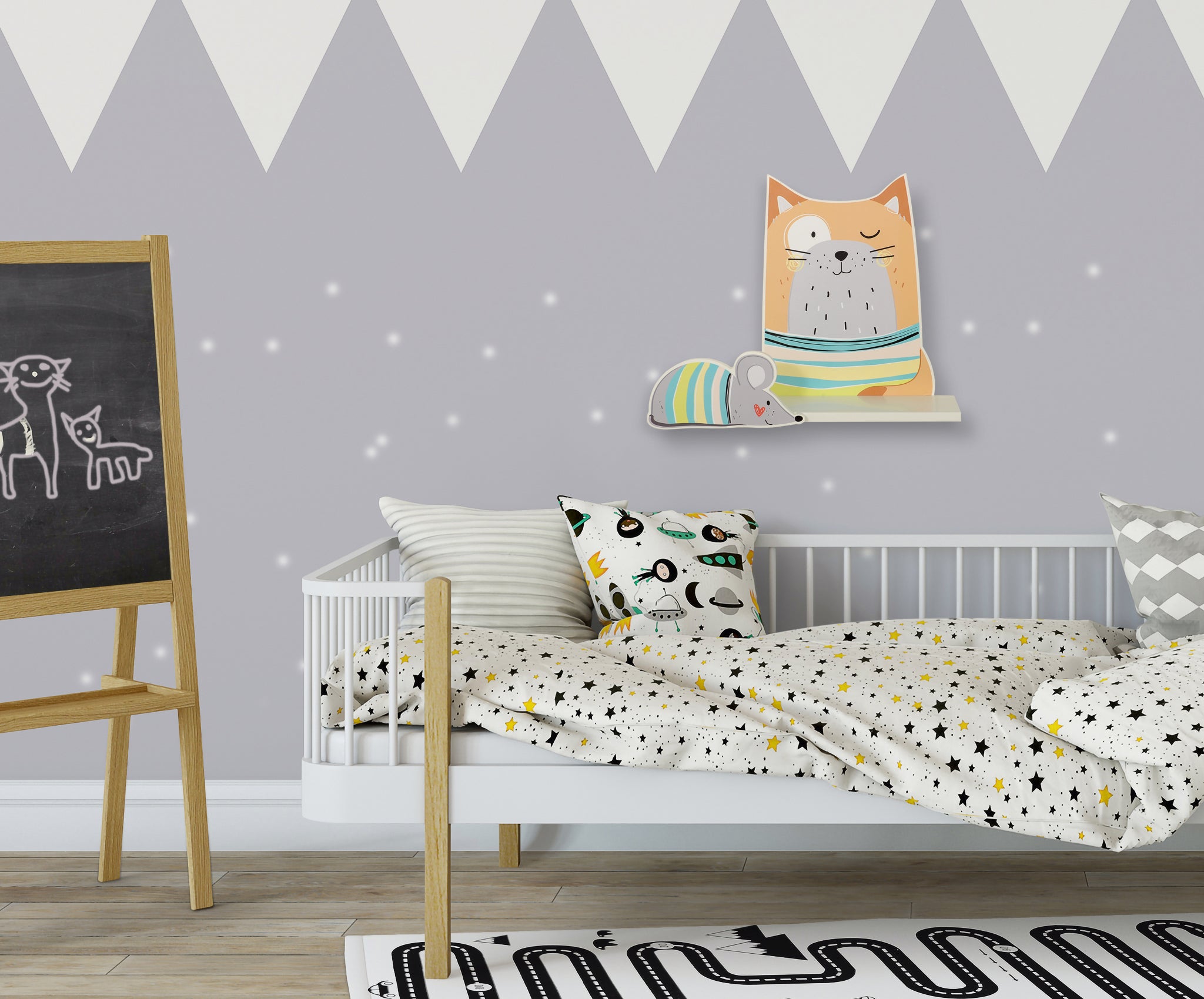 Shelf for children's rooms - Cat Red