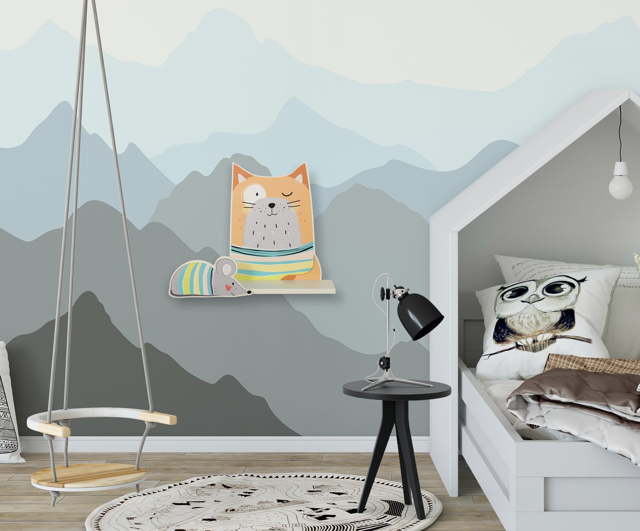 Shelf for children's rooms - Cat Red