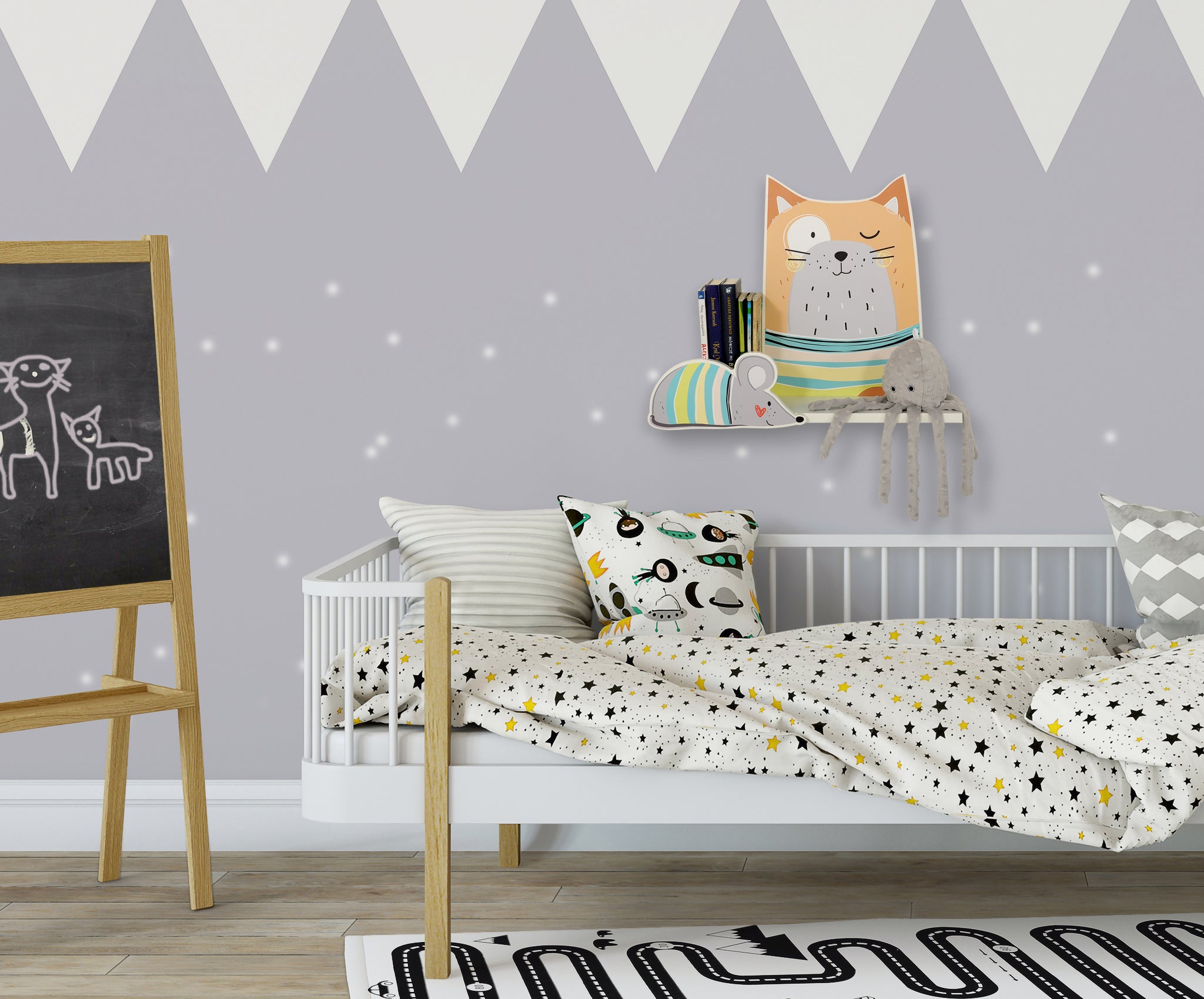 Shelf for children's rooms - Cat Red