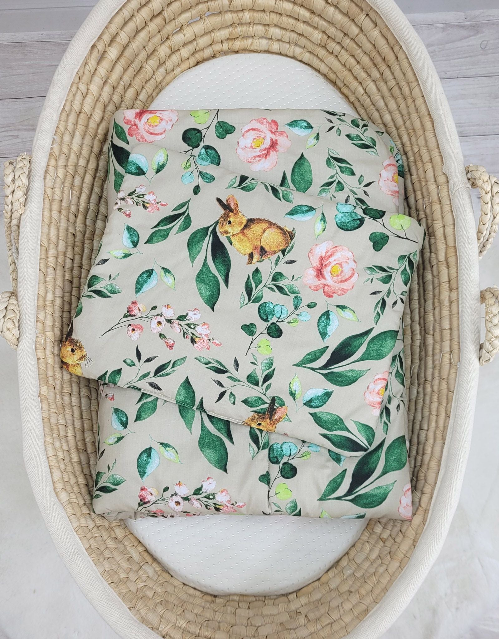 Bedding set 2-pcs 75x100cm NEWBORN- Rabbit with flowers