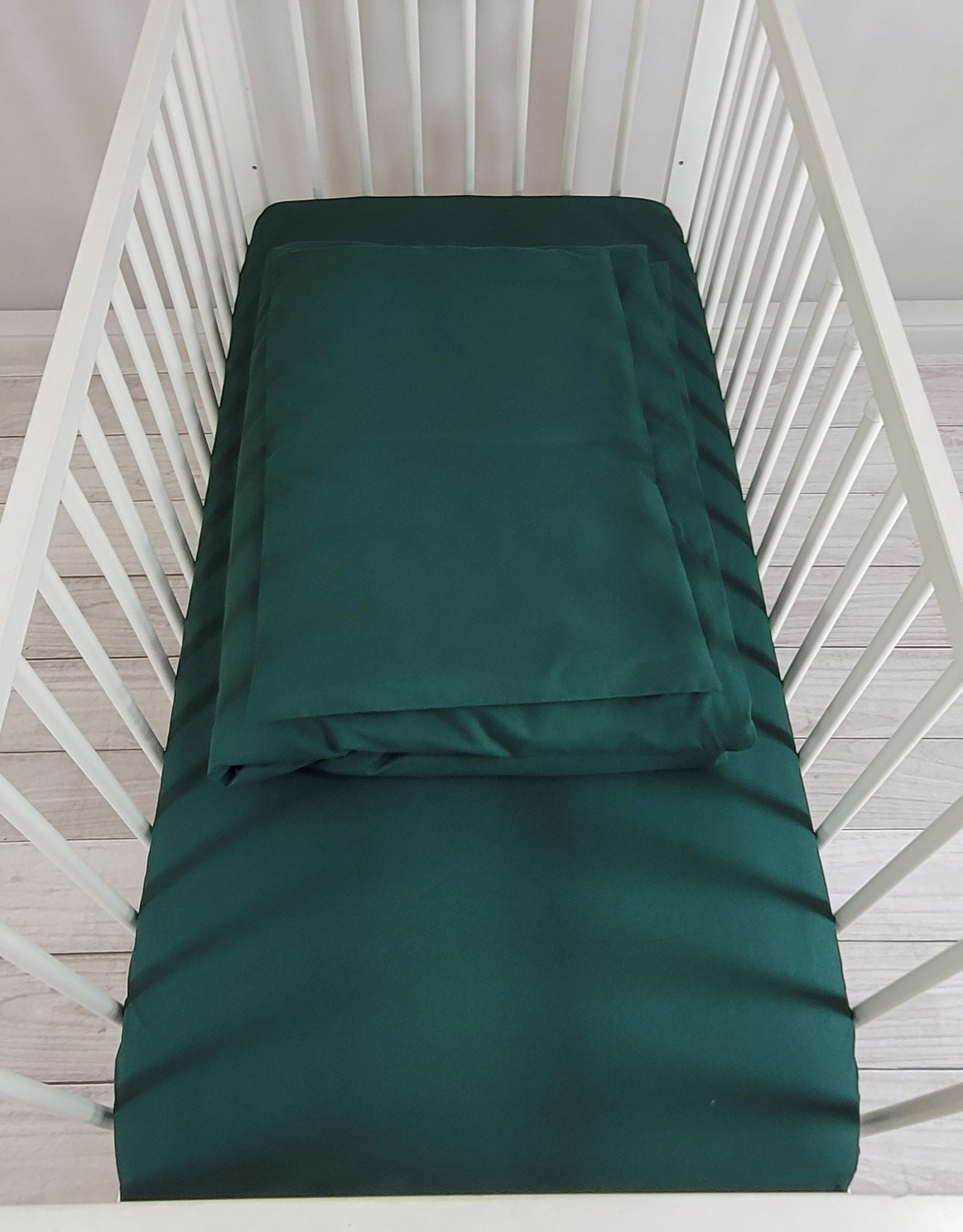 Cotton children's bedding set, 2 pieces, pillowcase 60x40 cm and duvet cover 120x90 cm bottle green