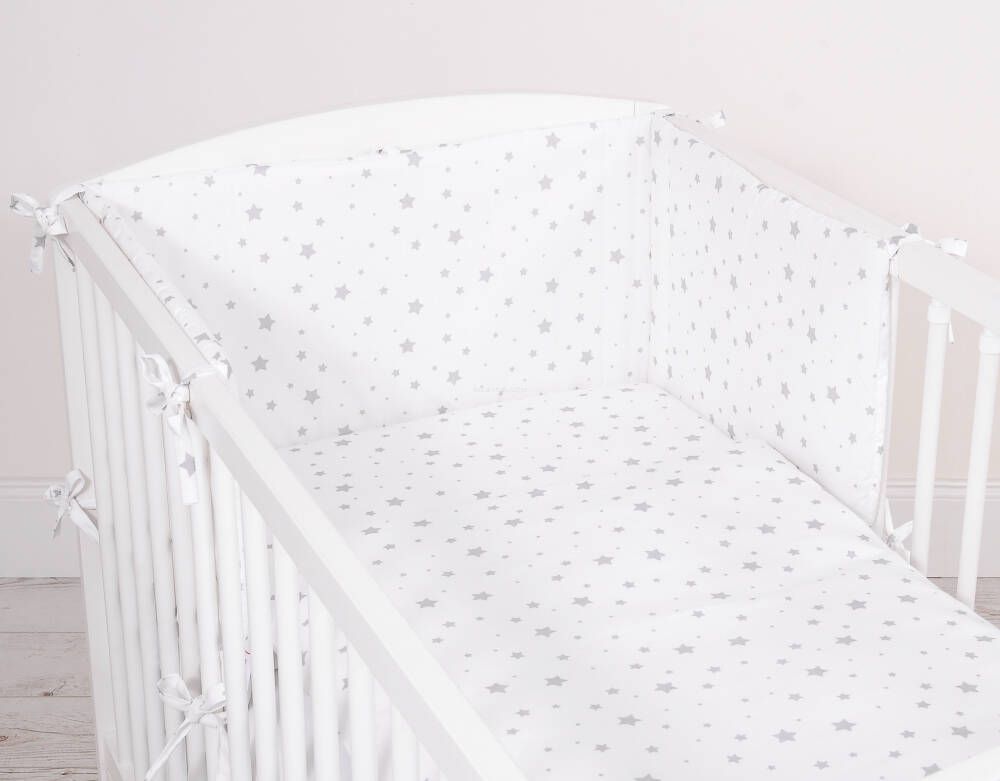 Baby cotton bedding set 2-pcs 135x100 - mini gray stars