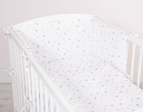 Baby cotton bedding set 2-pcs 135x100 - mini gray stars