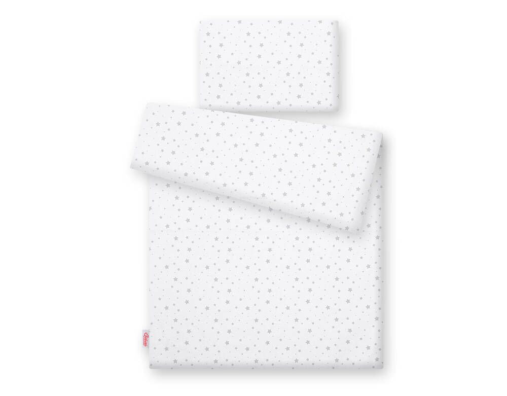 Baby cotton bedding set 2-pcs 120x90 cm- mini gray stars
