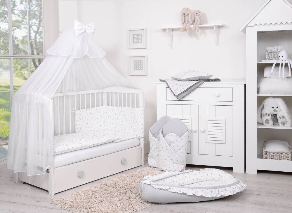 Baby cotton bedding set 2-pcs 135x100 - mini gray stars