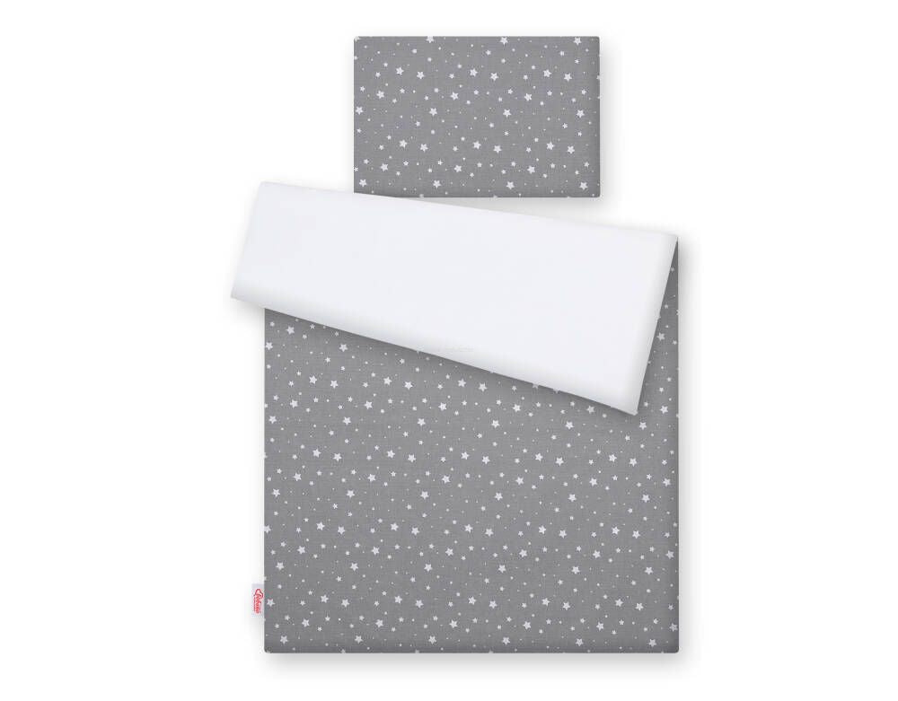 Baby cotton bedding set 2-pcs 120x90 cm - mini stars white/white