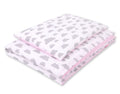 Baby cotton bedding set 2-pcs 120x90 cm- clouds gray/pink
