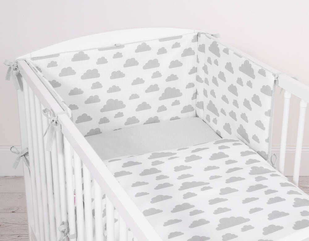 Baby cotton bedding set 2-pcs  - clouds gray/gray