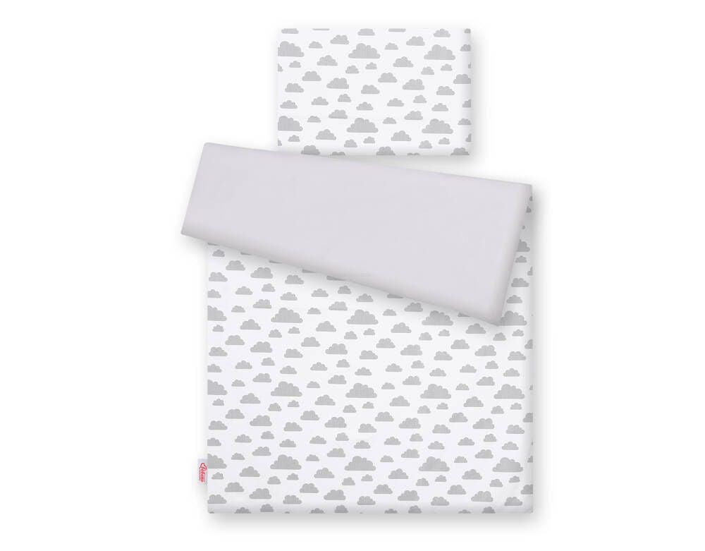 Baby cotton bedding set 2-pcs  - clouds gray/gray