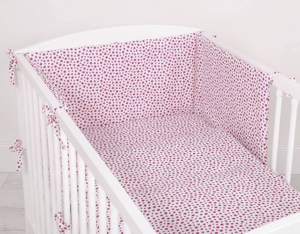 Baby cotton bedding set 2-pcs 120x90 - burgundy stars
