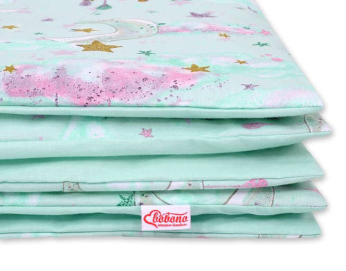 Baby cotton bedding set 2-pcs 135x100 cm- moons mint