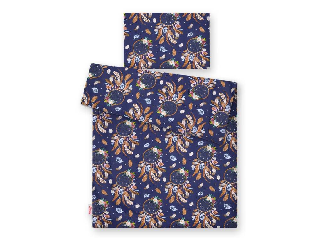 Baby cotton bedding set 2-pcs 120x90 cm- dream catchers dark blue