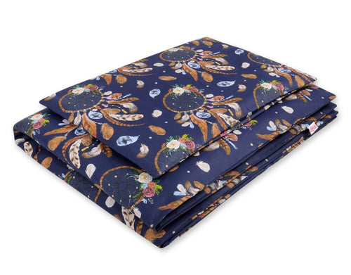 Baby cotton bedding set 2-pcs 120x90 cm- dream catchers dark blue