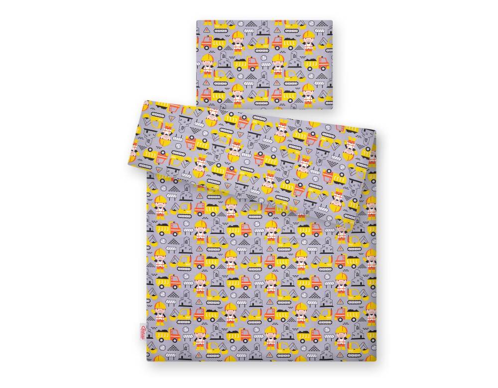 Baby cotton bedding set 2-pcs 135x100 - yellow diggers