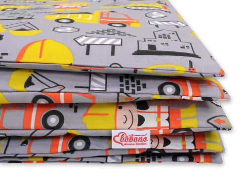 Baby cotton bedding set 2-pcs 120x90 cm- yellow excavators