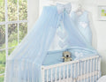 Large mosquito net for baby's bed made of chiffon with hanging hearts and a bow - blue