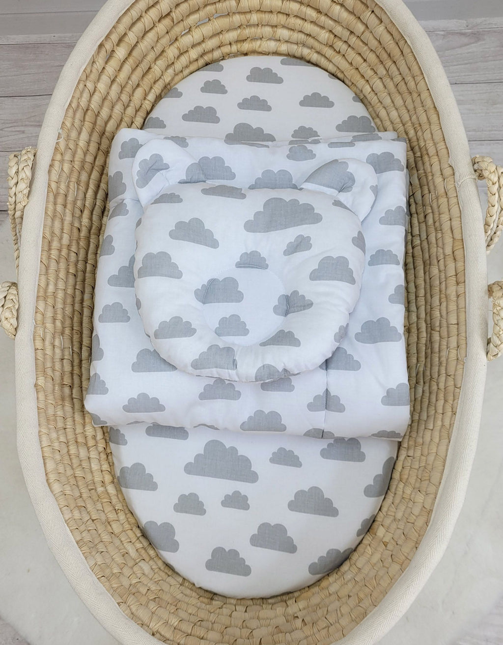 Duvet with pillow Teddy - 2pcs set - Clouds gray