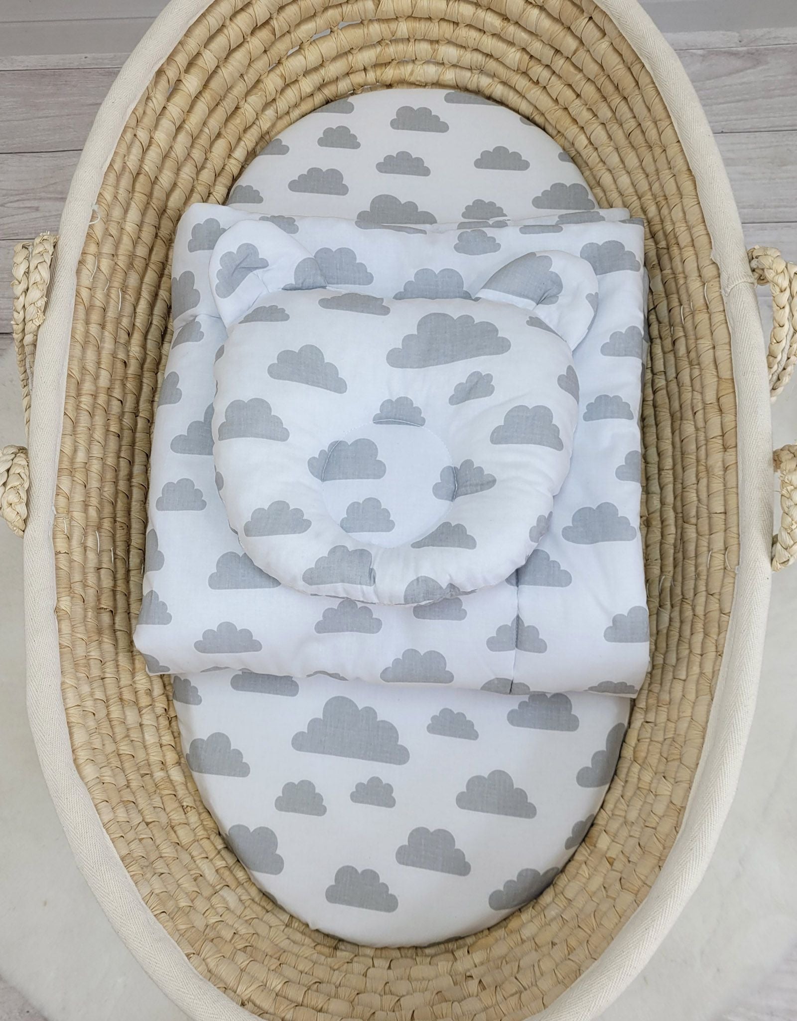 Duvet with pillow Teddy - 2pcs set - Clouds gray