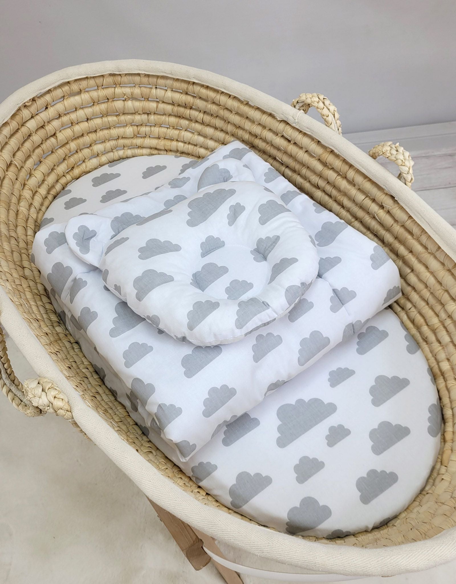 Duvet with pillow Teddy - 2pcs set - Clouds gray