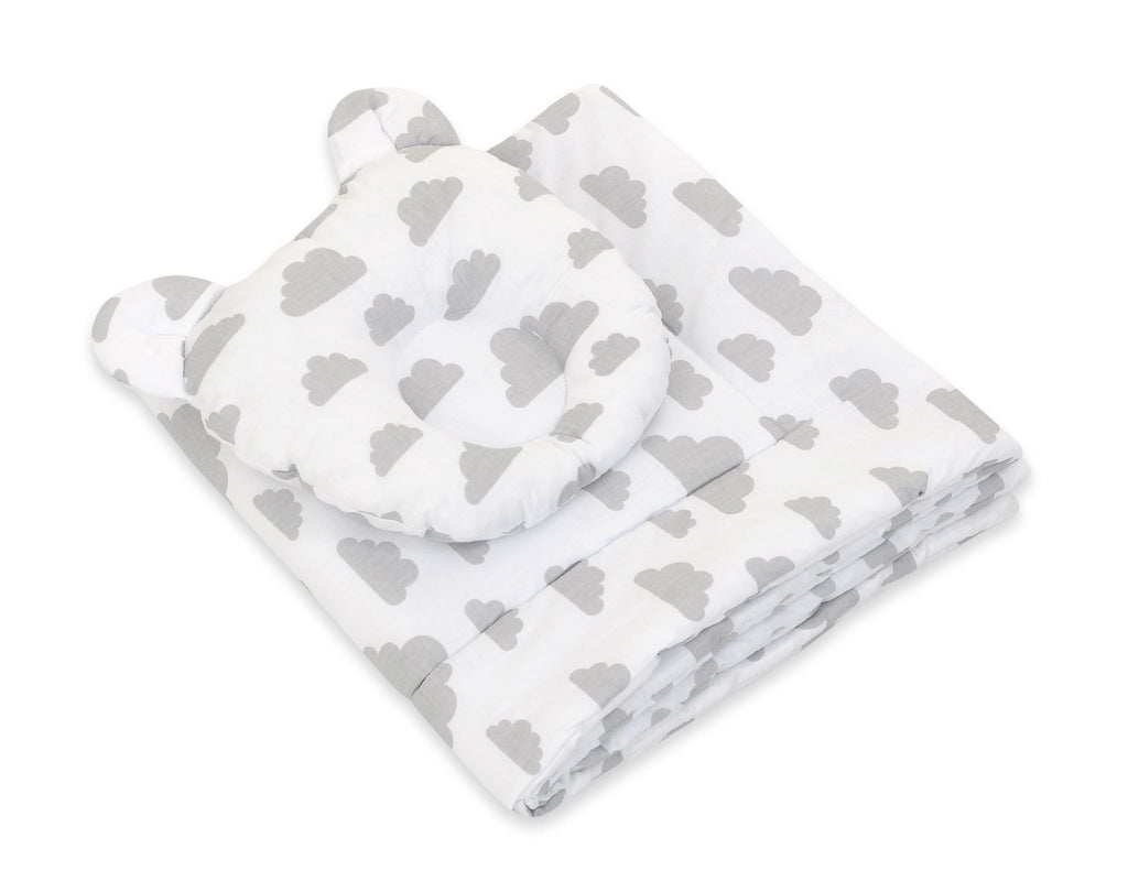 Duvet with pillow Teddy - 2pcs set - Clouds gray