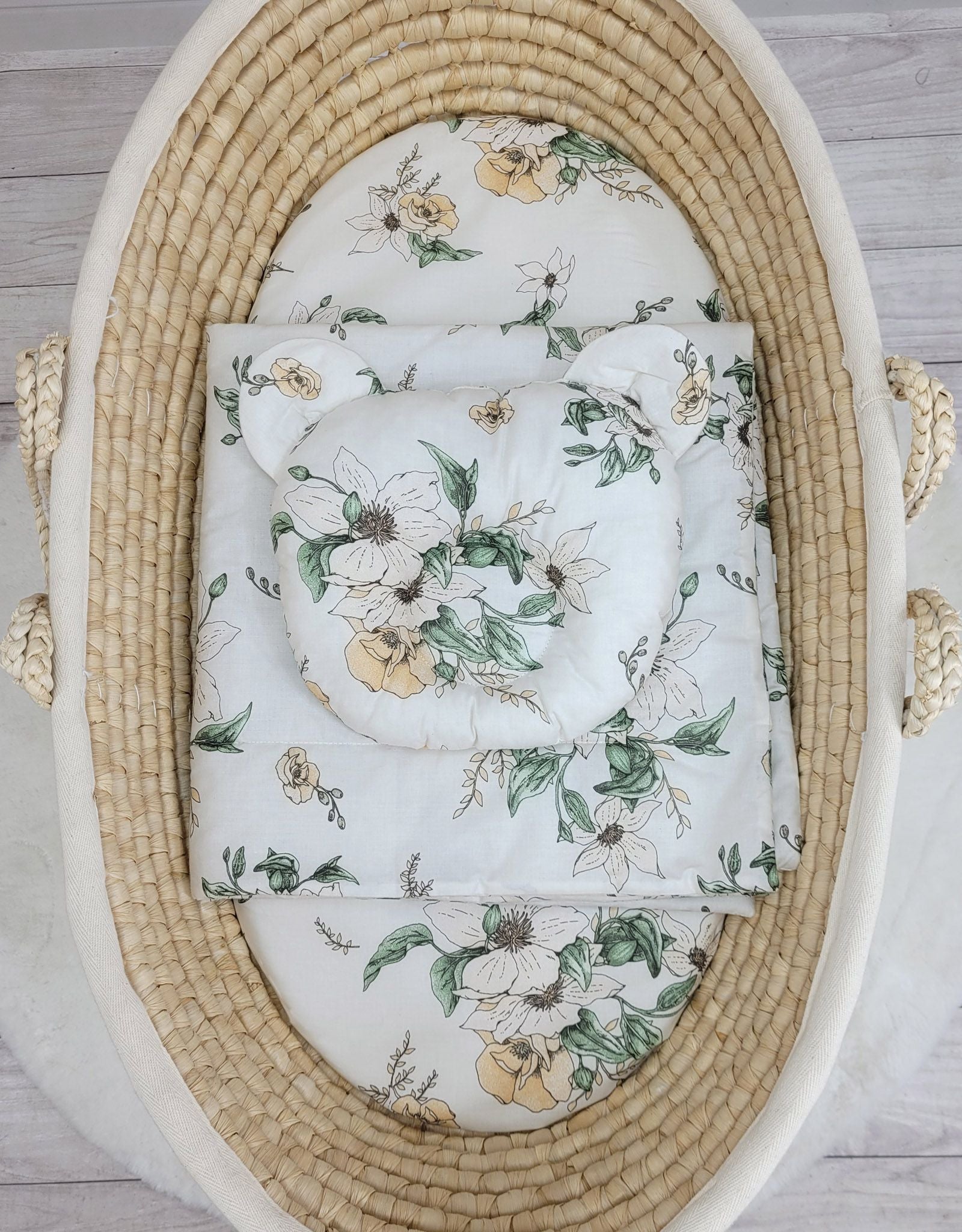 Duvet with pillow Teddy - 2pcs set - Clematis on beige