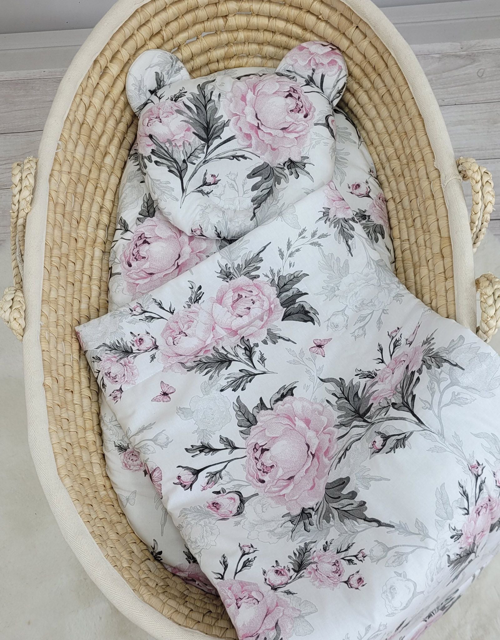 Duvet with pillow Teddy - 2pcs set - Romantic peonies