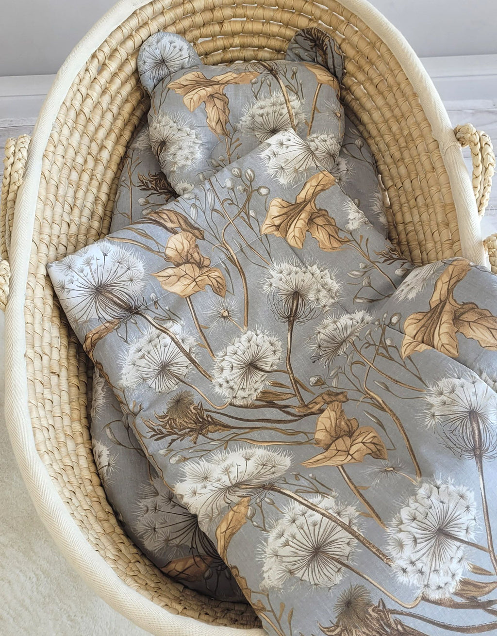 Duvet with pillow Teddy - 2pcs set - Dandelions grey