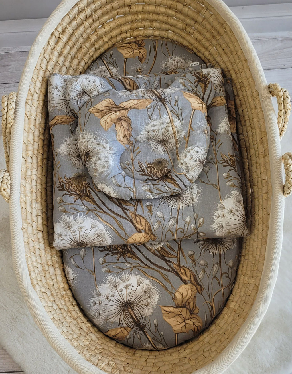 Duvet with pillow Teddy - 2pcs set - Dandelions grey