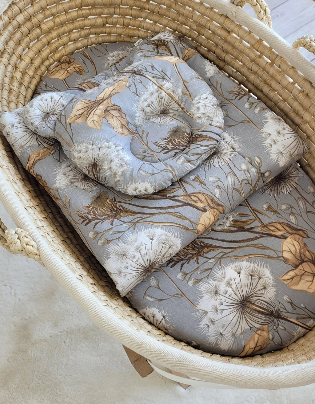 Duvet with pillow Teddy - 2pcs set - Dandelions grey