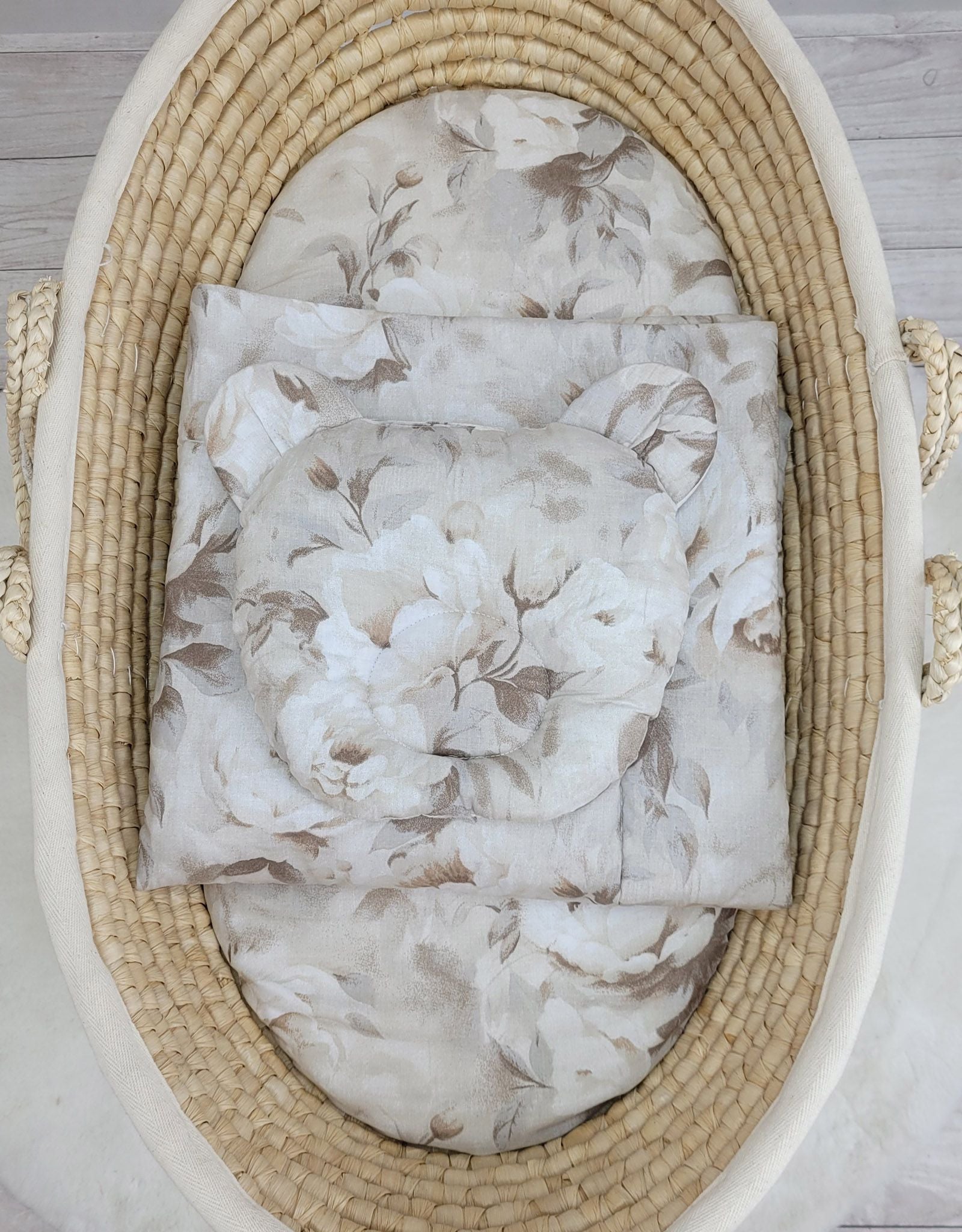 Duvet with pillow Teddy - 2pcs set - Peonies beige