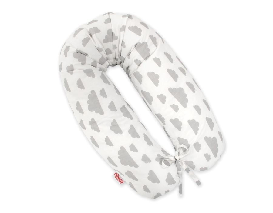 Cotton  pillowcase for pregnancy pillow Longer - Grey clouds