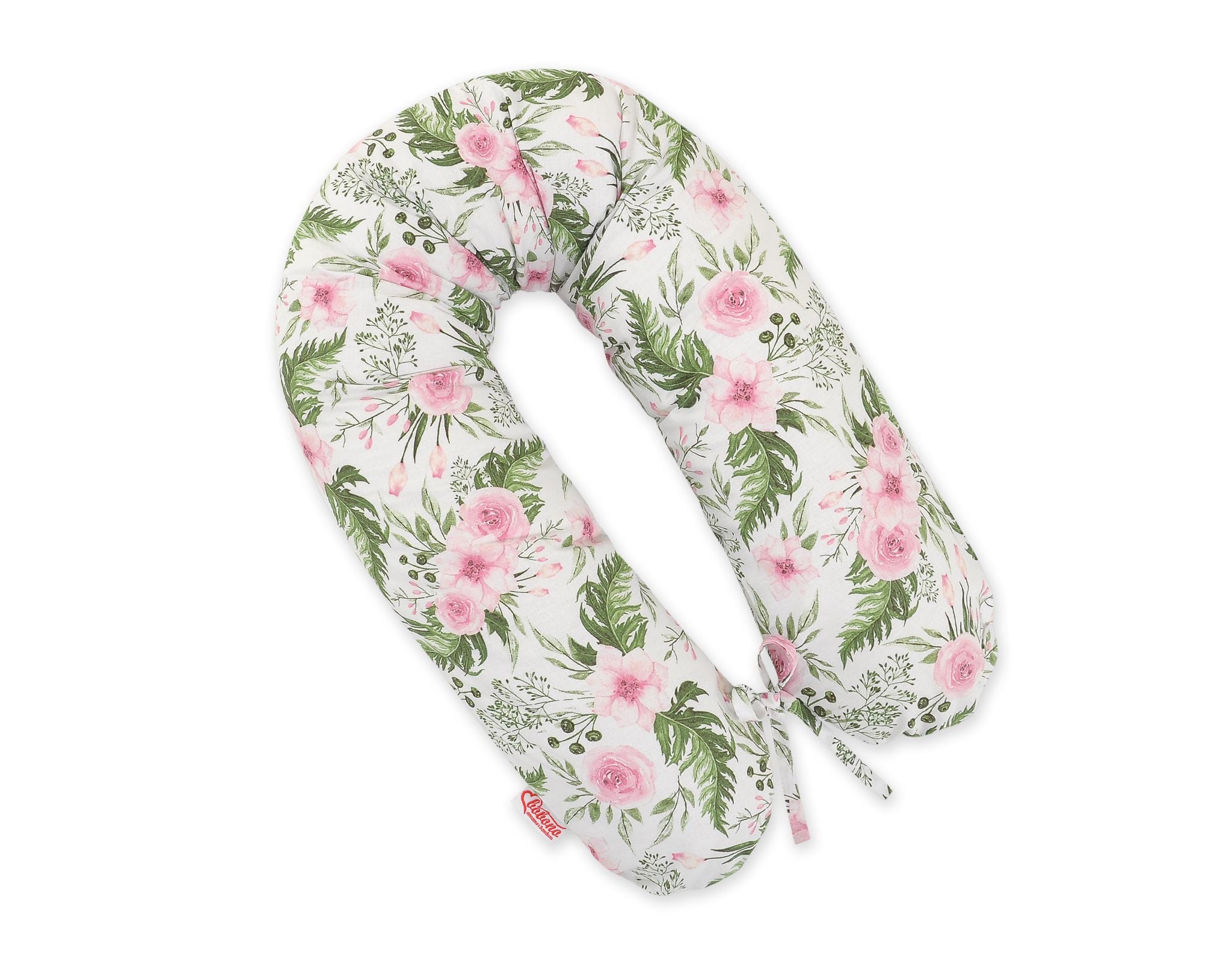 Cotton  pillowcase for pregnancy pillow Longer - Pink peonies