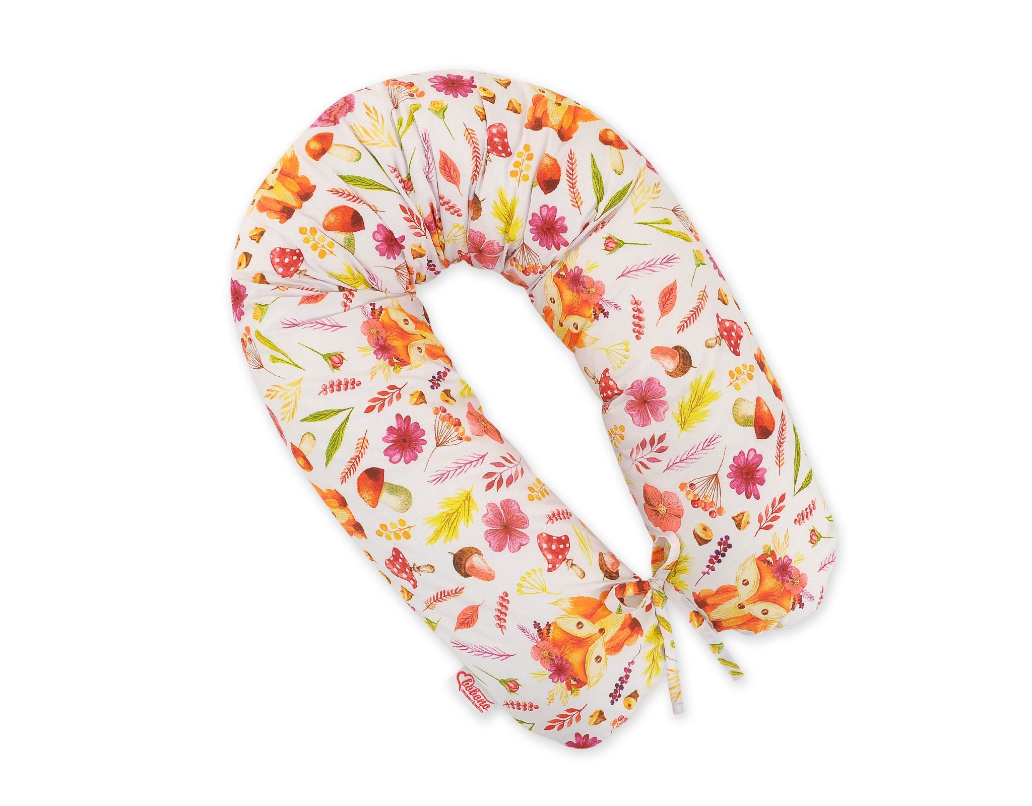 Cotton  pillowcase for pregnancy pillow Longer - Fox in a wreath