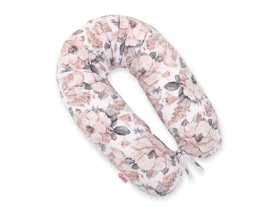 Cotton  pillowcase for pregnancy pillow Longer - Sepia roses