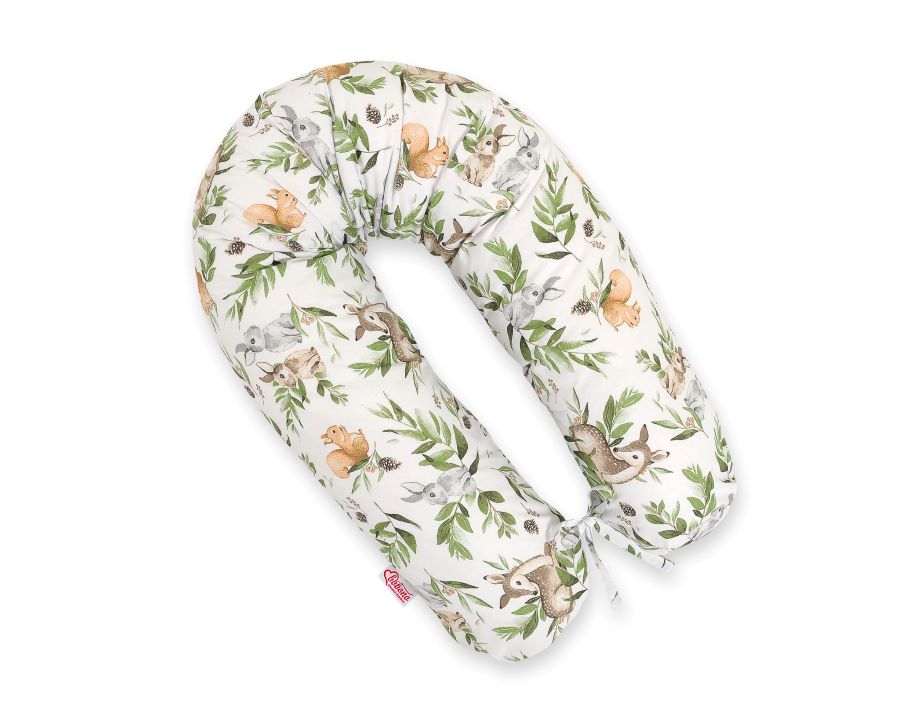 Cotton  pillowcase for pregnancy pillow Longer - Woodland green