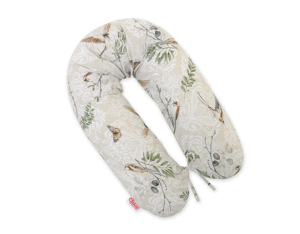 Cotton  pillowcase for pregnancy pillow Longer - Brown birds